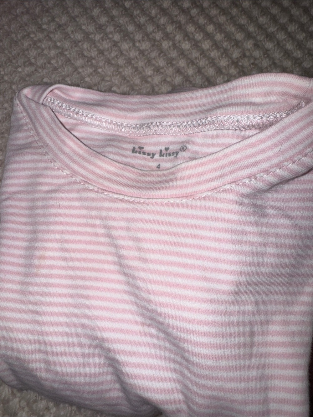Kissy Kissy Pink and White Striped toddler kids  Pajama set 4T